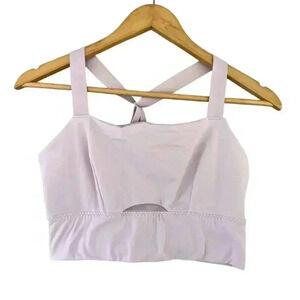 Athleta Lotus Size Medium Sports Bra Light Purple Long Workout Bra Racer Back